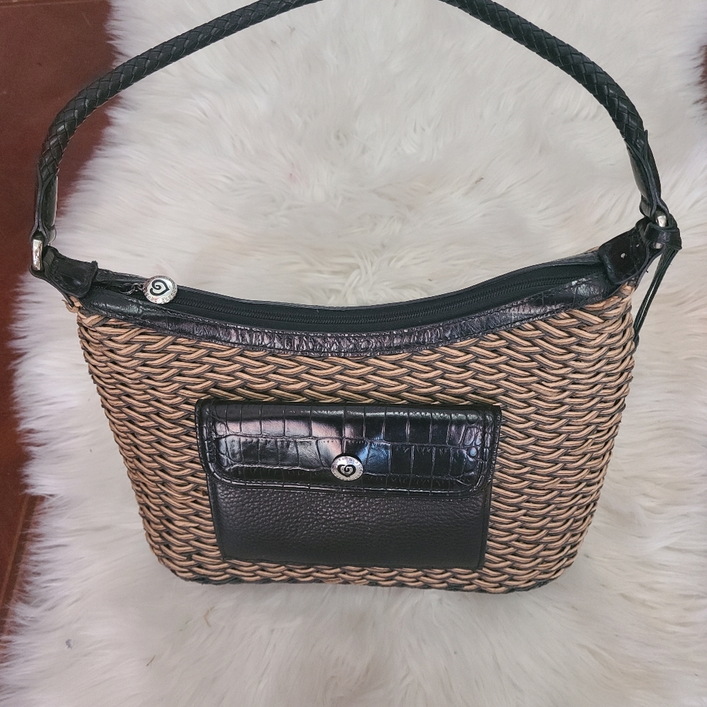 Brighton Straw/ Leather Shoulder Bag